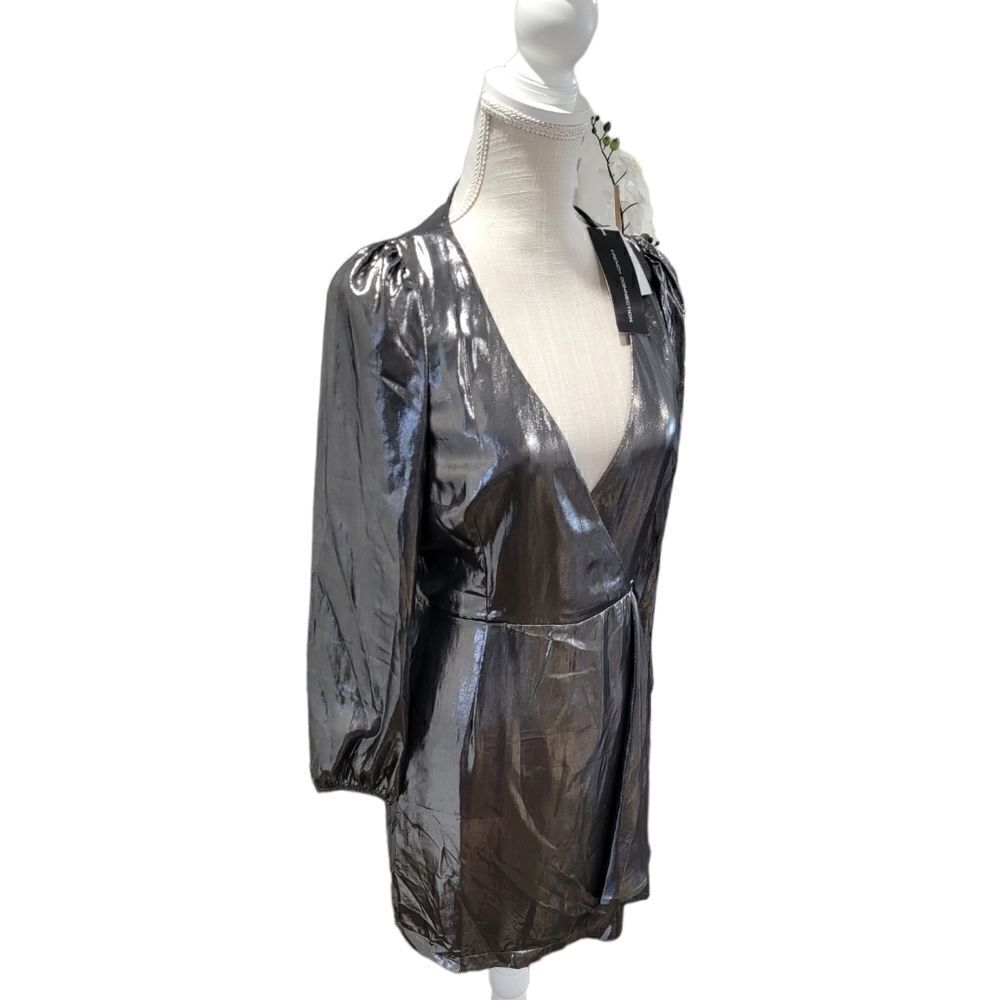 NWT FRENCH CONNECTION Draped Metallic Mini Dress 6 - Picture 7 of 8